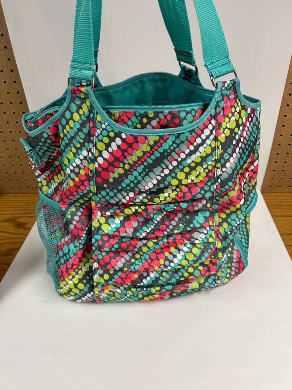 thirty-one Teal Multi-Color Dot Tote